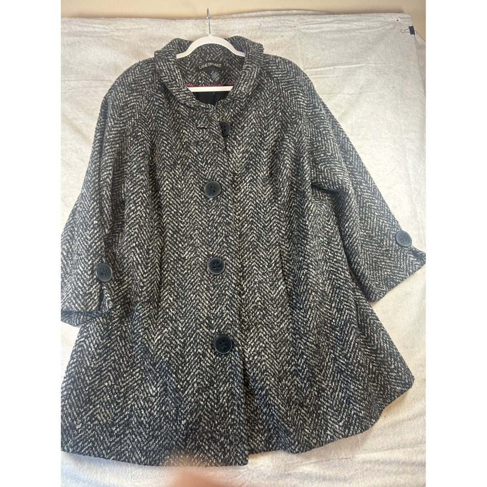 Lane Bryant Herringbone Tweed‎ Coat Women's Size 18/20 Button Front Lined